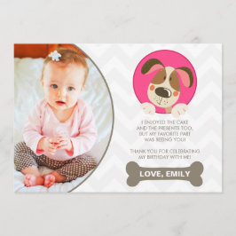 小犬のサンキューカードの写真の足Tyの足のタイの女の子 サンキューカード