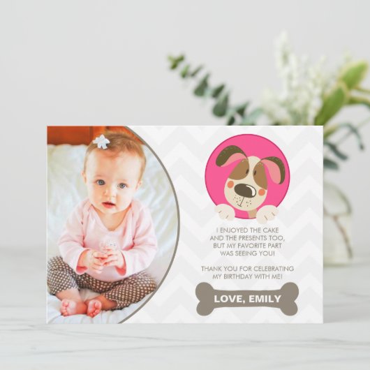 小犬のサンキューカードの写真の足Tyの足のタイの女の子 サンキューカード (スタンド正面)