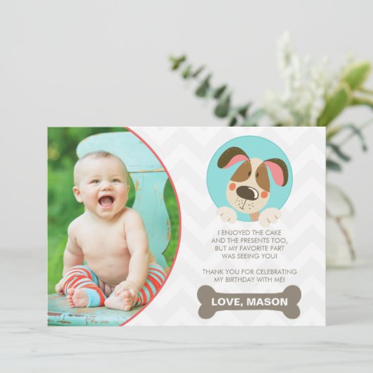 小犬のサンキューカードの写真の足Tyの足のタイの男の子 サンキューカード (スタンド正面)