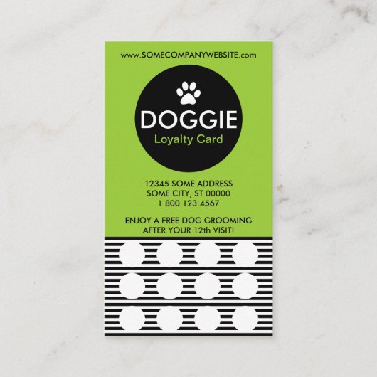 小犬のストライブ柄のスタンプカード ロイヤリティカード (正面)