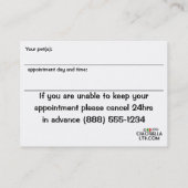 小犬のスパのビジネスおよびアポイントメントカード 予約カード (裏面)