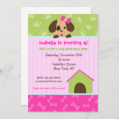 小犬のバースデーパーティ招待状 招待状 (正面/裏面)