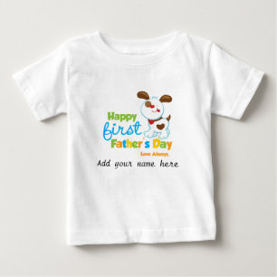 小犬の幸せな最初父の日 ベビーTシャツ