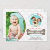 小犬の招待の紫系統のシェブロン 招待状 (正面/裏面)