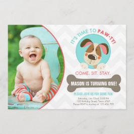 小犬の招待の紫系統のシェブロン 招待状