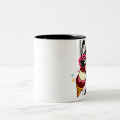 小犬犬のsunglassのアイスクリームのマグ ツートーンマグカップ (中央)