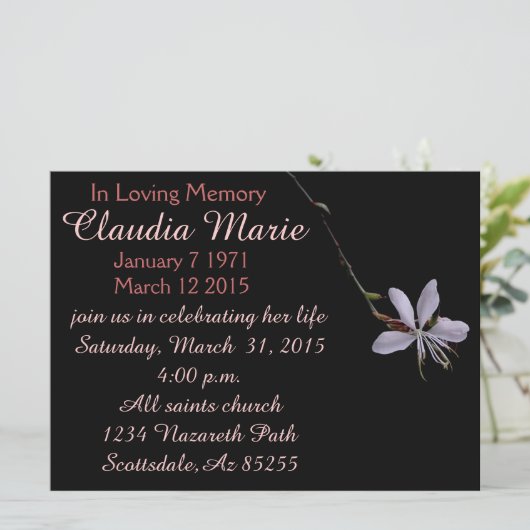 小独身の花の葬儀 招待状 (スタンド正面)