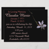 小独身の花の葬儀 招待状 (正面/裏面)