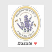 小瓶オーバルラベンダー蜂蜜ラベル付き蜂 シール (シート)