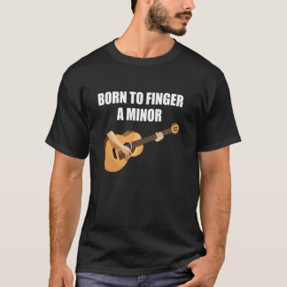 小生まれギターを指で指で指す Tシャツ