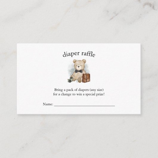 小男が途中で赤ちゃんシャワーおむつラッフル エンクロージャーカード (正面)