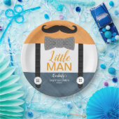 小男の口ひげオレンジ色の海軍の男の子の赤ちゃんシャワー ペーパープレート (パーティー)