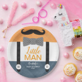 小男の口ひげオレンジ色の海軍の男の子の赤ちゃんシャワー ペーパープレート (パーティー)