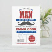 小男の口ひげBash男の子の赤いシャワー赤い青 招待状 (スタンド正面)