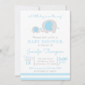 小男の子が道を進む – 青と白の象 招待状 (正面)