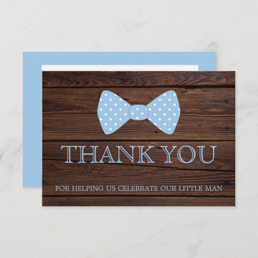 小男の赤ちゃんシャワー |ボウタイありがとう 招待状 (正面/裏面)
