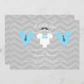 小男の赤ちゃんシャワー 招待状 (正面/裏面)