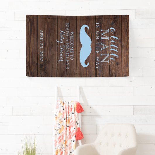 小男の赤ちゃんシャワー |木素朴口ひげ 横断幕 (インサイチュ)