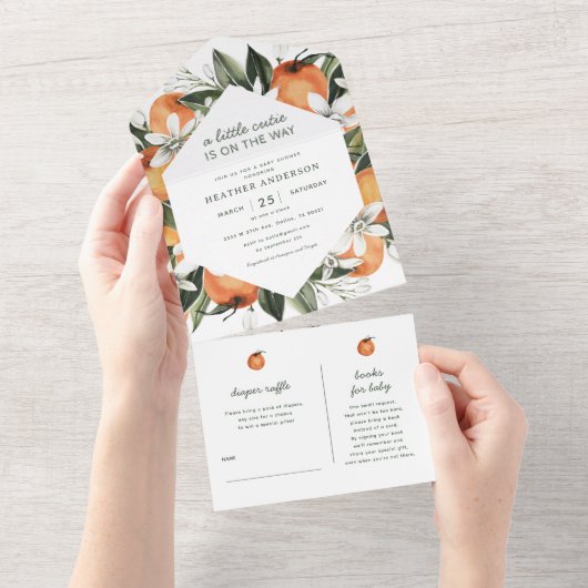 小男女兼用かわいこちゃん赤ちゃんシャワー オールインワン招待状 (貼ってはがせる)