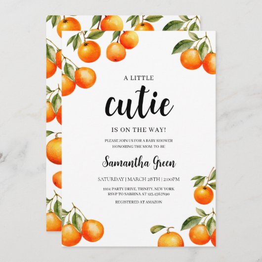 小男女兼用かわいこちゃん赤ちゃんシャワー 招待状 (正面/裏面)