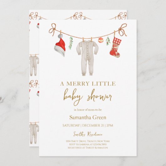 小男女兼用メリー児シャワー 招待状 (正面/裏面)