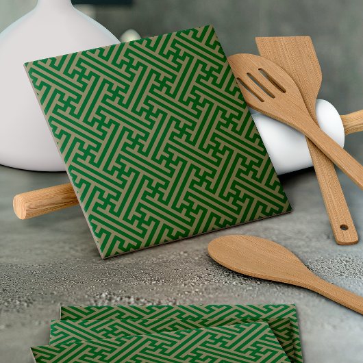 小県柄日本の、緑、金ゴールド タイル