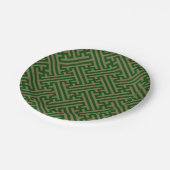 小県柄日本の、緑、金ゴールド ペーパープレート (アングル)