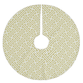 小県柄、日本の金ゴールド、白 ブラッシュドポリエステルツリースカート