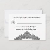 小石および灰色フレームRSVPの結婚式の応答カード 出欠カード (裏面)