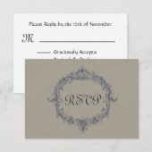 小石および灰色フレームRSVPの結婚式の応答カード 出欠カード (正面/裏面)