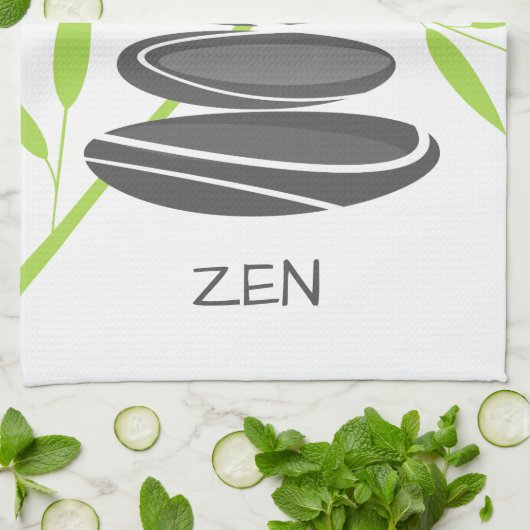 小石が付いている禅の台所タオルは芸術の積み重ねに投石します キッチンタオル (折り畳み)