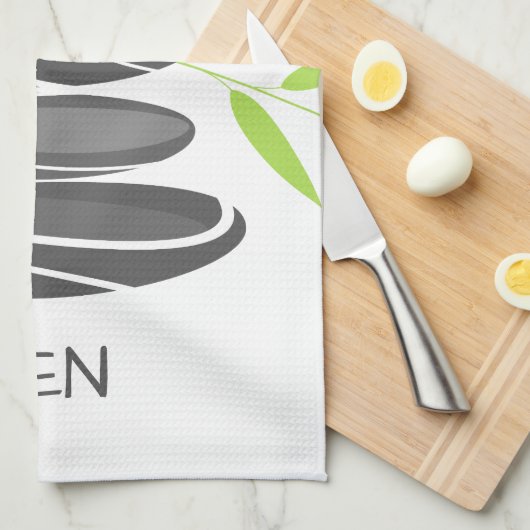 小石が付いている禅の台所タオルは芸術の積み重ねに投石します キッチンタオル (四つ折り)