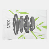 小石が付いている禅の台所タオルは芸術の積み重ねに投石します キッチンタオル (横)