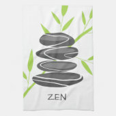 小石が付いている禅の台所タオルは芸術の積み重ねに投石します キッチンタオル (縦)