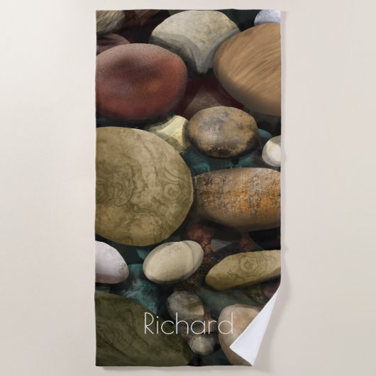 小石と名前 ビーチタオル (正面)