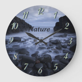 小石と岩 – 海岸線大海 ラージ壁時計