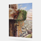 小石と風化した木材で沿岸のシーン。 アクリルサイン (傾斜)