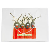 小石の芸術のトナカイのクリスマスのバッグ ラージペーパーバッグ (正面)