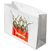 小石の芸術のトナカイのクリスマスのバッグ ラージペーパーバッグ (裏面アングル)