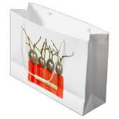 小石の芸術のトナカイのクリスマスのバッグ ラージペーパーバッグ (正面アングル)