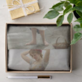 小石や貝殻を集める女の子がビーチ 薄葉紙 (ギフト)