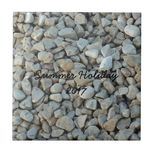 小石オンビーチ石写真 タイル (正面)