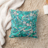 小石モザイクアート – アクアマリンとパール クッション (ブランケット)