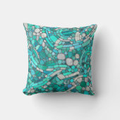 小石モザイクアート – アクアマリンとパール クッション (正面)