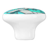 小石モザイクアート – アクアマリンとパール セラミックノブ (側面)