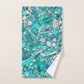 小石モザイクアート – アクアマリンとパール バスタオルセット (ハンドタオル)