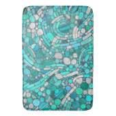 小石モザイクアート – アクアマリンとパール バスマット (正面縦)