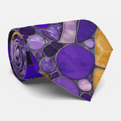 小石モザイクアート – アメジストと金ゴールド ネクタイ (ロール)