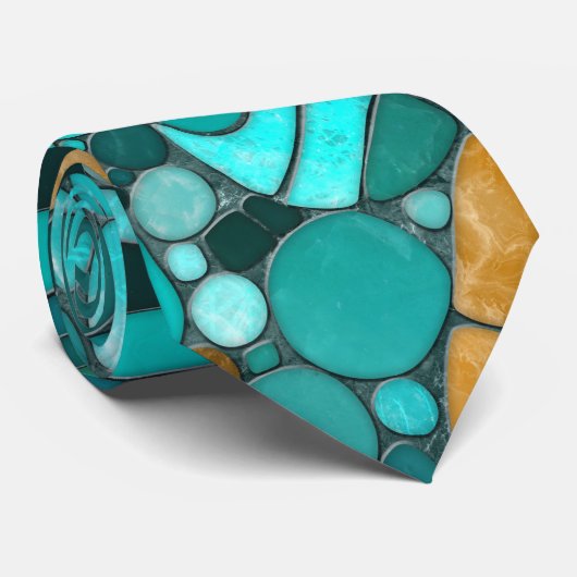 小石モザイクアート – エメラルドと金ゴールド ネクタイ (ロール)