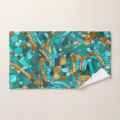 小石モザイクアート – エメラルドと金ゴールド バスタオルセット (ハンドタオル)